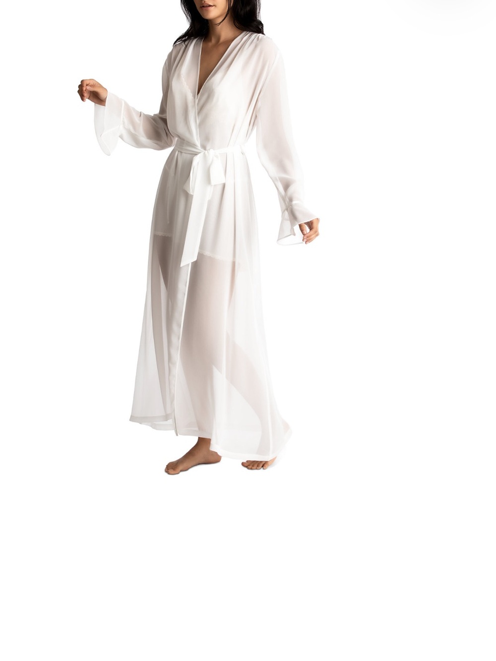 Linea Donatella Sheer White Robe - Picture 2 of 7
